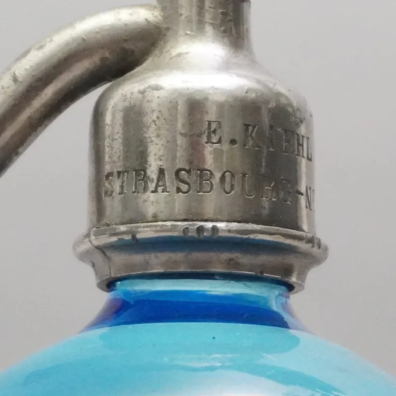 Pamono Art Deco Selzer Blue Soda Syphon by E. Kiehl Strassbourg Neudorf> Bottles, Carafes & Jugs