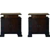Pamono Art Deco Side Cabinets or Nightstands with Ebonized Details and Drawers, 1950s, Set of 2