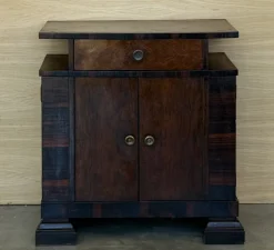 Pamono Art Deco Side Cabinets or Nightstands with Ebonized Details and Drawers, 1950s, Set of 2