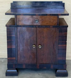 Pamono Art Deco Side Cabinets or Nightstands with Ebonized Details and Drawers, 1950s, Set of 2