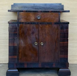 Pamono Art Deco Side Cabinets or Nightstands with Ebonized Details and Drawers, 1950s, Set of 2