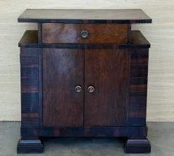 Pamono Art Deco Side Cabinets or Nightstands with Ebonized Details and Drawers, 1950s, Set of 2