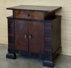 Pamono Art Deco Side Cabinets or Nightstands with Ebonized Details and Drawers, 1950s, Set of 2