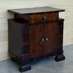 Pamono Art Deco Side Cabinets or Nightstands with Ebonized Details and Drawers, 1950s, Set of 2
