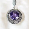 Pamono Art Deco Silver and Amethyst Pendant by Lespous Maurice, France, 1920s> Necklaces