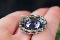 Pamono Art Deco Silver and Amethyst Pendant by Lespous Maurice, France, 1920s><noscript><img width=