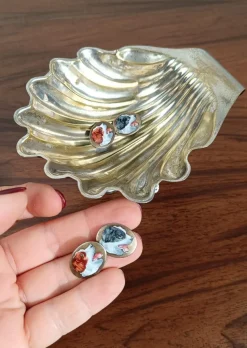 Hot Pamono Art Deco Silver Cufflinks Enameled with Hunting Dogs, 1930s, Set of 2