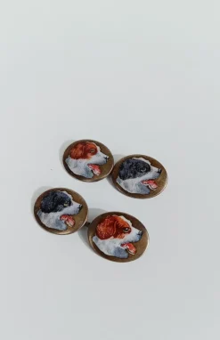 Hot Pamono Art Deco Silver Cufflinks Enameled with Hunting Dogs, 1930s, Set of 2