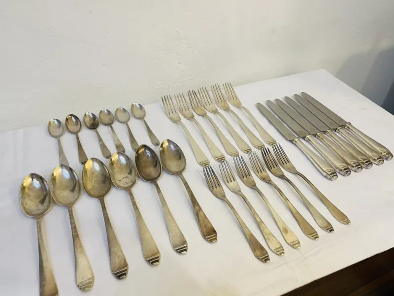 Pamono Art Deco Silver Cutlery, 1920s, Set of 36> Cutlery & Serving Utensils