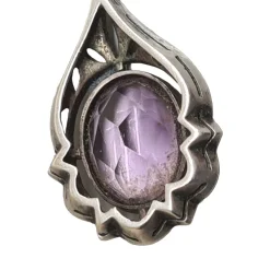 Pamono Art Deco Silver Necklace with Amethyst and Marcasite, 1920s><noscript><img width=