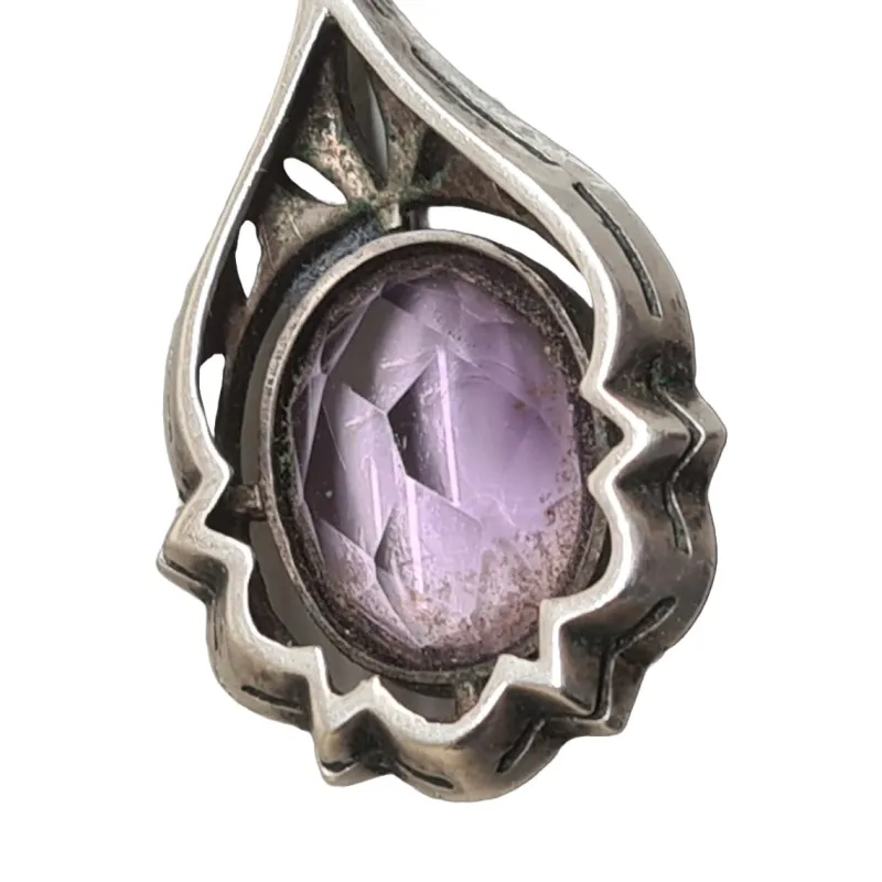 Pamono Art Deco Silver Necklace with Amethyst and Marcasite, 1920s> Necklaces