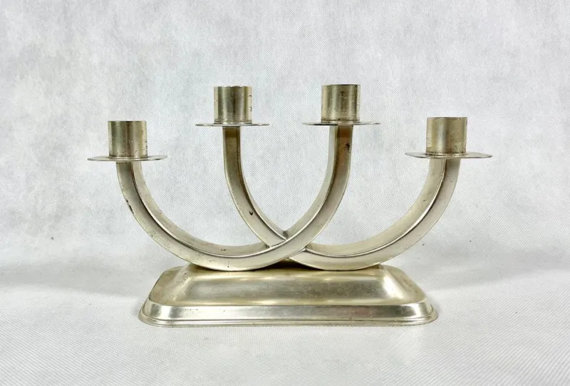 Hot Pamono Art Deco Silver Plated Candleholder from Quist, Esslingen, 1950s