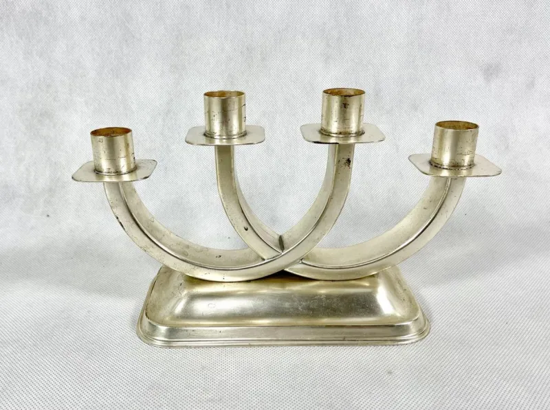 Hot Pamono Art Deco Silver Plated Candleholder from Quist, Esslingen, 1950s