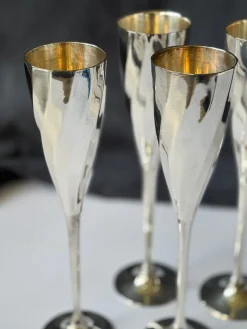 Pamono Art Deco Silver-Plated Champagne Glasses, France, 1920s, Set of 4><noscript><img width=