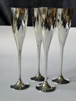 Pamono Art Deco Silver-Plated Champagne Glasses, France, 1920s, Set of 4><noscript><img width=