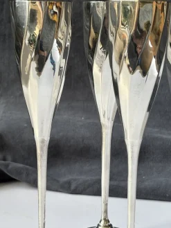Pamono Art Deco Silver-Plated Champagne Glasses, France, 1920s, Set of 4><noscript><img width=