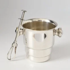 Online Pamono Art Deco Silver-Plated Ice Bucket with Mechanical Tongs, 1930s, Set of 2