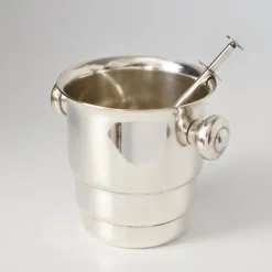 Online Pamono Art Deco Silver-Plated Ice Bucket with Mechanical Tongs, 1930s, Set of 2
