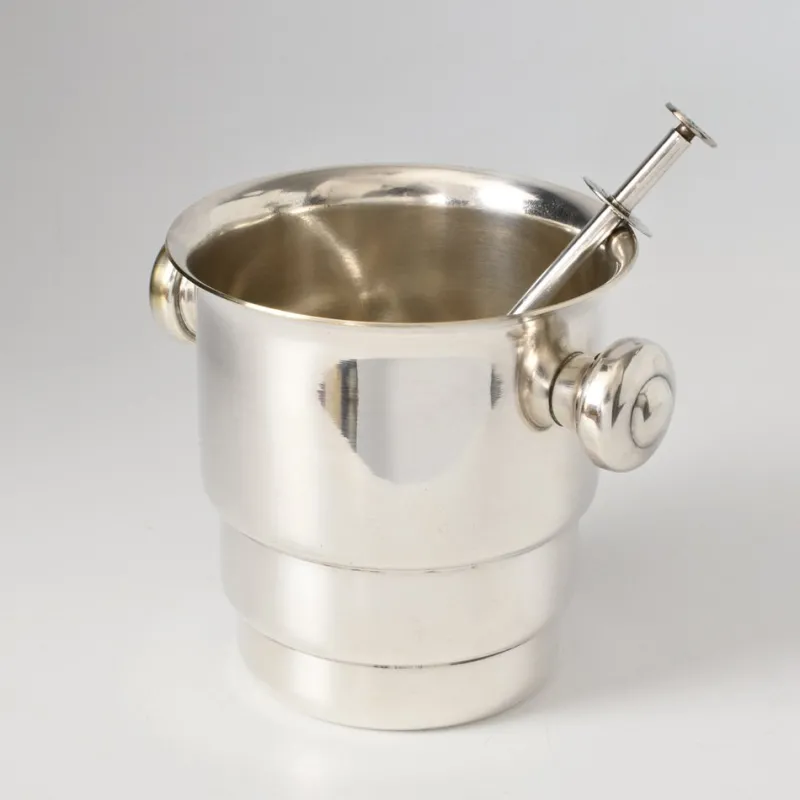 Online Pamono Art Deco Silver-Plated Ice Bucket with Mechanical Tongs, 1930s, Set of 2