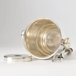 Online Pamono Art Deco Silver-Plated Ice Bucket with Mechanical Tongs, 1930s, Set of 2