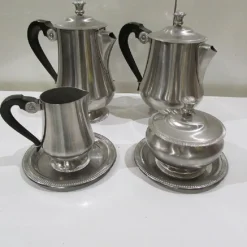 Pamono Art Deco Stainless Steel Coffee & Tea Set from Létang & Rémy, 1980s, Set of 6> Coffee & Tea Service