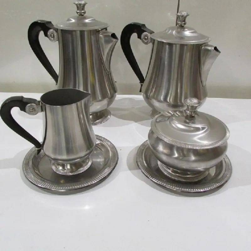Pamono Art Deco Stainless Steel Coffee & Tea Set from Létang & Rémy, 1980s, Set of 6> Coffee & Tea Service