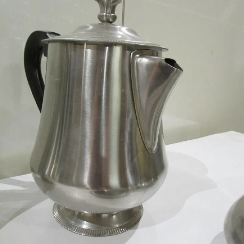 Pamono Art Deco Stainless Steel Coffee & Tea Set from Létang & Rémy, 1980s, Set of 6> Coffee & Tea Service