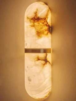 Pamono Art Deco Style Alabaster and Metal Wall Light by Henri Paris> Wall Lights & Sconces