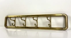 Pamono Art Deco Style Brass Coat Rack With Foldable Hooks, Austria, 1940s> Racks, Hooks & Valets