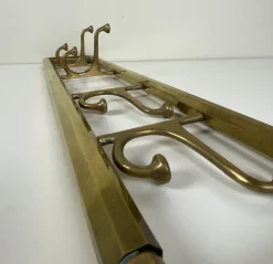 Pamono Art Deco Style Brass Coat Rack With Foldable Hooks, Austria, 1940s><noscript><img width=