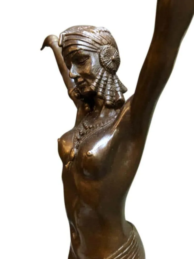 Pamono Art Deco Style Bronze Ballerina on Marble Base by J. B. Deposee> Art Deco
