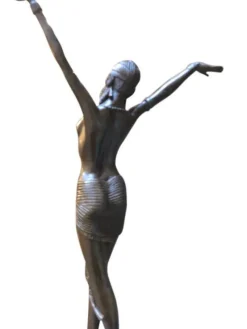 Pamono Art Deco Style Bronze Ballerina on Marble Base by J. B. Deposee><noscript><img width=