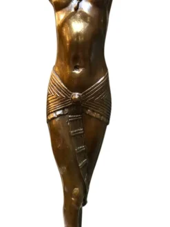 Pamono Art Deco Style Bronze Ballerina on Marble Base by J. B. Deposee><noscript><img width=