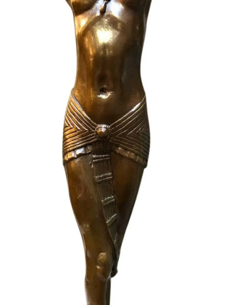 Pamono Art Deco Style Bronze Ballerina on Marble Base by J. B. Deposee> Art Deco