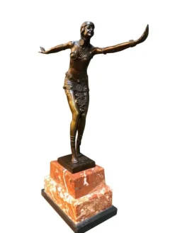 Pamono Art Deco Style Bronze Exotic Dancer by J.B Deposee, 20th Century><noscript><img width=