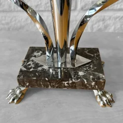 Pamono Art Deco Style Candelabras in Chrome and Marble, Sweden, 1950s, Set of 2><noscript><img width=