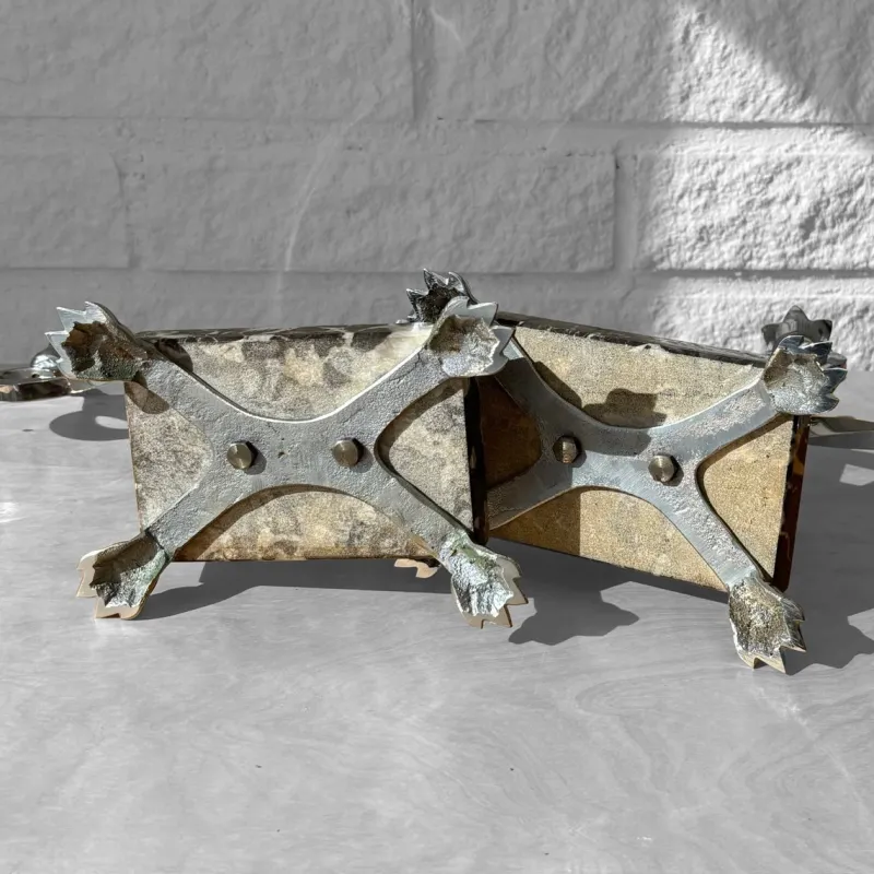 Pamono Art Deco Style Candelabras in Chrome and Marble, Sweden, 1950s, Set of 2> Candleholders