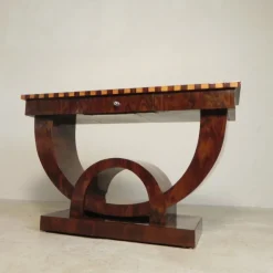 Pamono Art Deco Style Console Table with Various Types of Inlaid Wood, 1980s><noscript><img width=