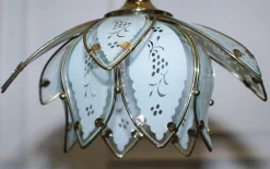 New Pamono Art Deco Style Glass Lotus Ceiling Lamps, 1960s, Set of 2