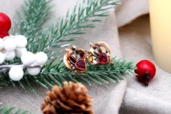 Pamono Art Deco Style Gold Earrings with Heart-Shaped Synthetic Stones, Set of 2><noscript><img width=