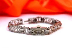 Online Pamono Art Deco Style Platinum Watch with Brilliant-Cut Diamonds