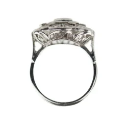 New Pamono Art Deco Style Ring in 900 Platinum with Diamonds and Sapphires