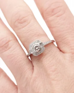 Pamono Art Deco Style Ring with 0.25 Ct Diamond><noscript><img width=