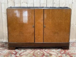 Pamono Art Deco Style Sideboard in Amboyna Burl and Marble