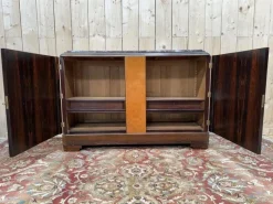 Pamono Art Deco Style Sideboard in Amboyna Burl and Marble