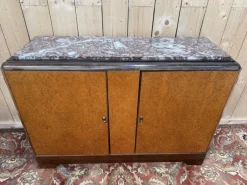 Pamono Art Deco Style Sideboard in Amboyna Burl and Marble