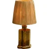 Best Pamono Art Deco Table Lamp in Patinated Brass with Raffia Shade, 1940s