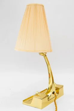 Pamono Art Deco Table Lamp with Fabric Shade, Vienna, 1920s><noscript><img width=