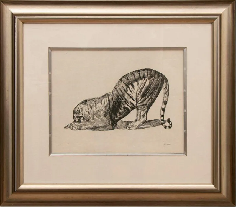 Pamono Art Deco Tiger Lithograph by Paul Jouve, 1920s> Art Deco