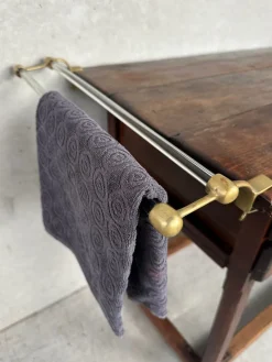 Online Pamono Art Deco Towel Holder in Glass and Brass, 1890s